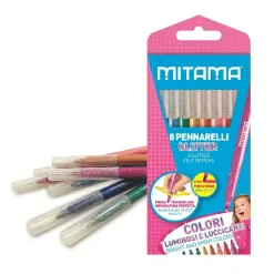 MITAMA Pennarelli glitter pz. 8> Cancelleria E Accessori