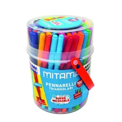 MITAMA Pennarelli super lavabili, presa triangolare., punta fine, barattolo da100 pezzi> Kit Artistici E Pittura