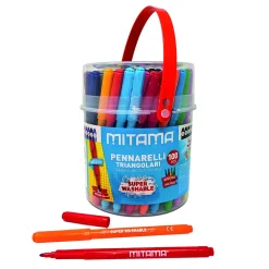 MITAMA Pennarelli super lavabili, presa triangolare., punta fine, barattolo da100 pezzi> Kit Artistici E Pittura