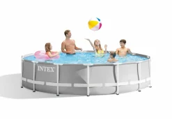 INTEX Piscina prisma frame 427x107 cm con pompa filtro, scaletta doppia, telo base, copertura> Piscine Da Giardino