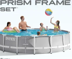 INTEX Piscina prisma frame 427x107 cm con pompa filtro, scaletta doppia, telo base, copertura><noscript><img width=