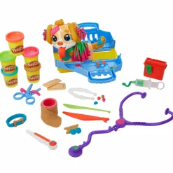 PLAY-DOH – set da veterinario, playset con 10 strumenti e 5 colori di pasta da modellare atossica, cane giocattolo per bambini dai 3 anni in su><noscript><img width=