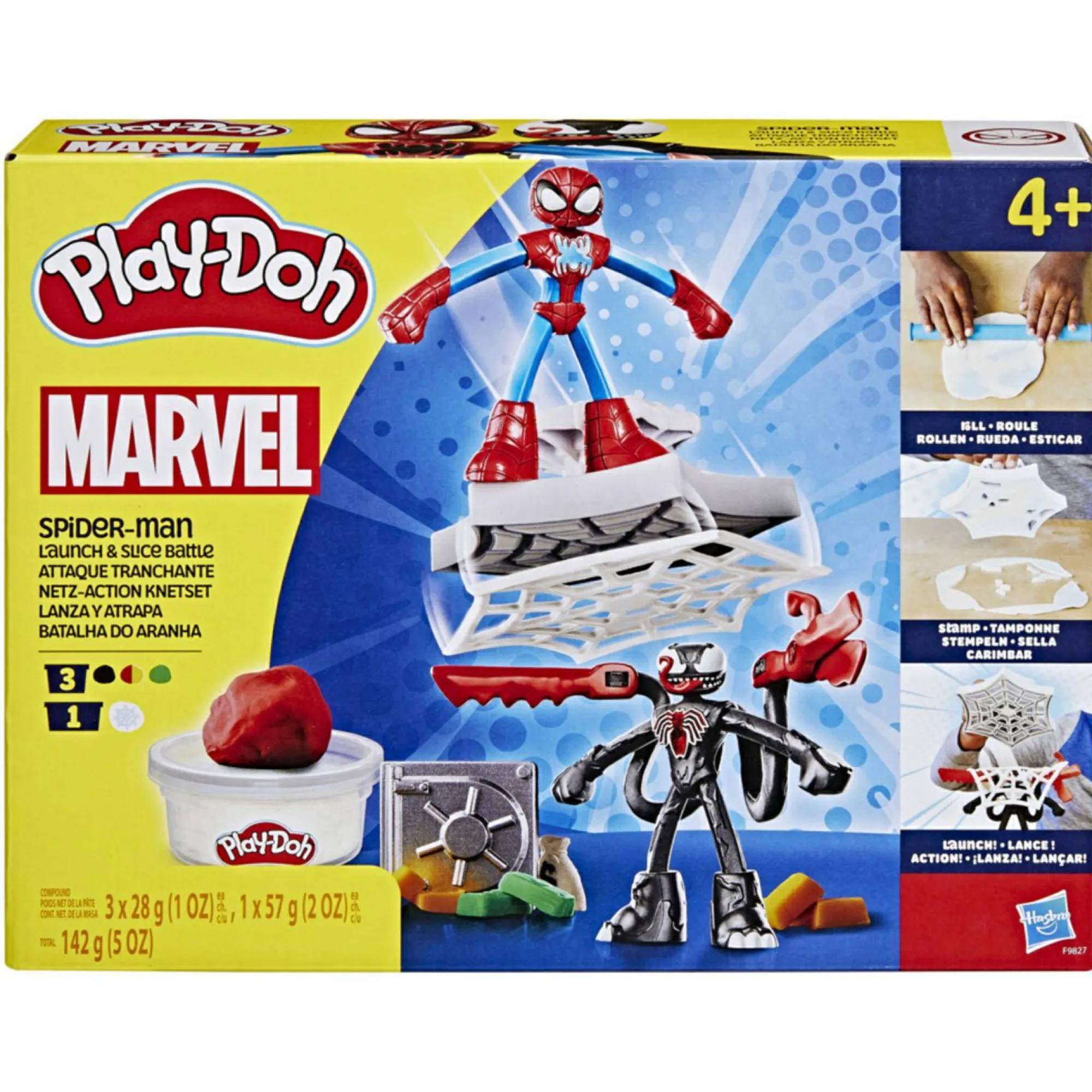 PLAY-DOH marvel – spider-man launch & slice battle, set da gioco lancia e taglia di spider-man> Plastilina E Pasta Modellabile