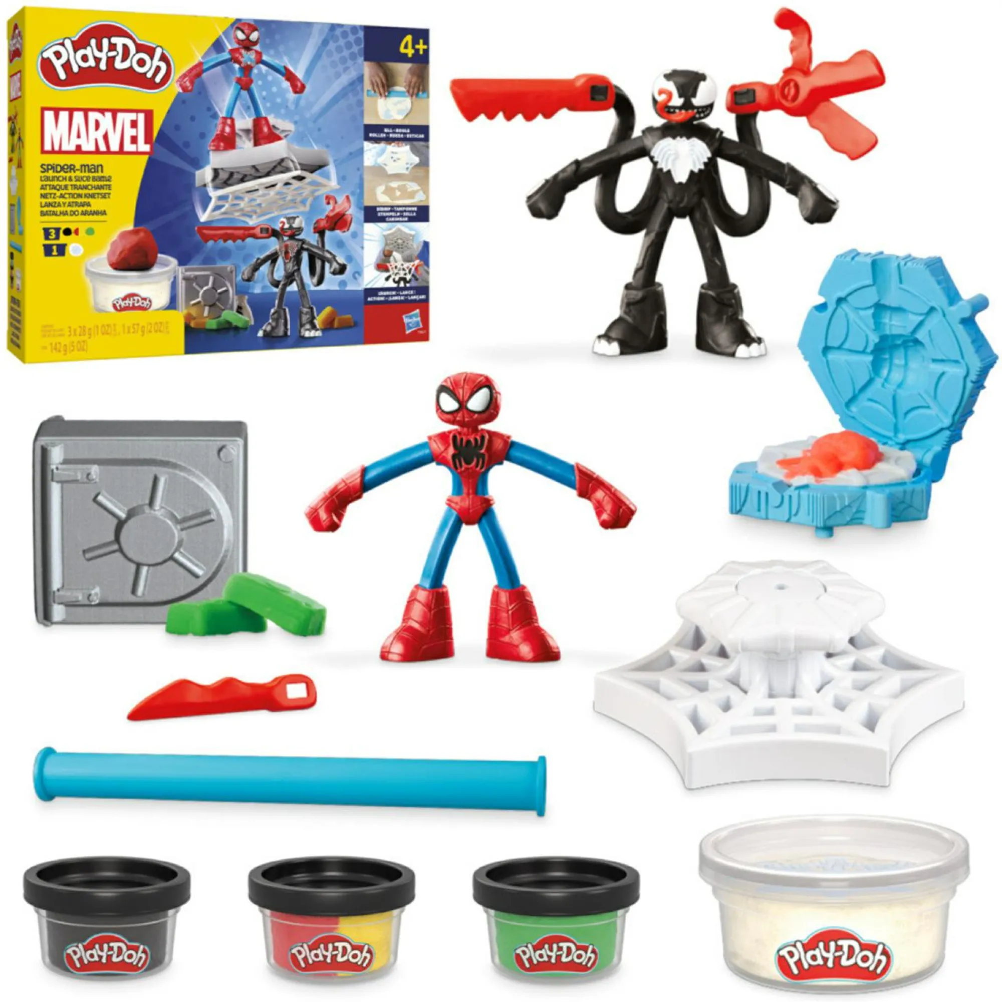 PLAY-DOH marvel – spider-man launch & slice battle, set da gioco lancia e taglia di spider-man> Plastilina E Pasta Modellabile