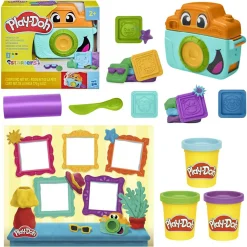 PLAY-DOH prima macchina fotografica – set creativo per bambini dai 2 anni con fotocamera giocattolo, 3 vasetti di pasta, 7 accessori e tappetino><noscript><img width=