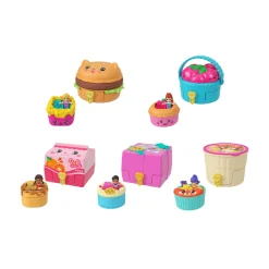 Polly Pocket – tiny take out reveal, cofanetto a tema merenda con mini bambola, veicolo e quattro accessori> Mini Dolls