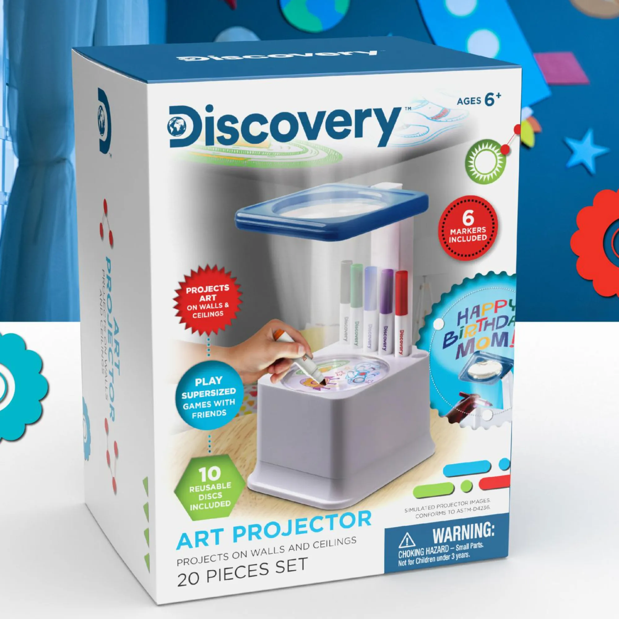Discovery Toys Proiettore per disegni giocattolo con 6 pennarelli colorati> Kit Artistici E Pittura