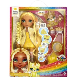 Rainbow High fashion doll con slime & animale – sunny (giallo) – bambola da 28 cm con slime scintillante, animale magico e accessori alla moda> Fashion Dolls