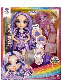 Rainbow High fashion doll con slime & cucciolo – violet (viola) – bambola scintillante da 28 cm con slime, animale magico e accessori alla moda> Fashion Dolls