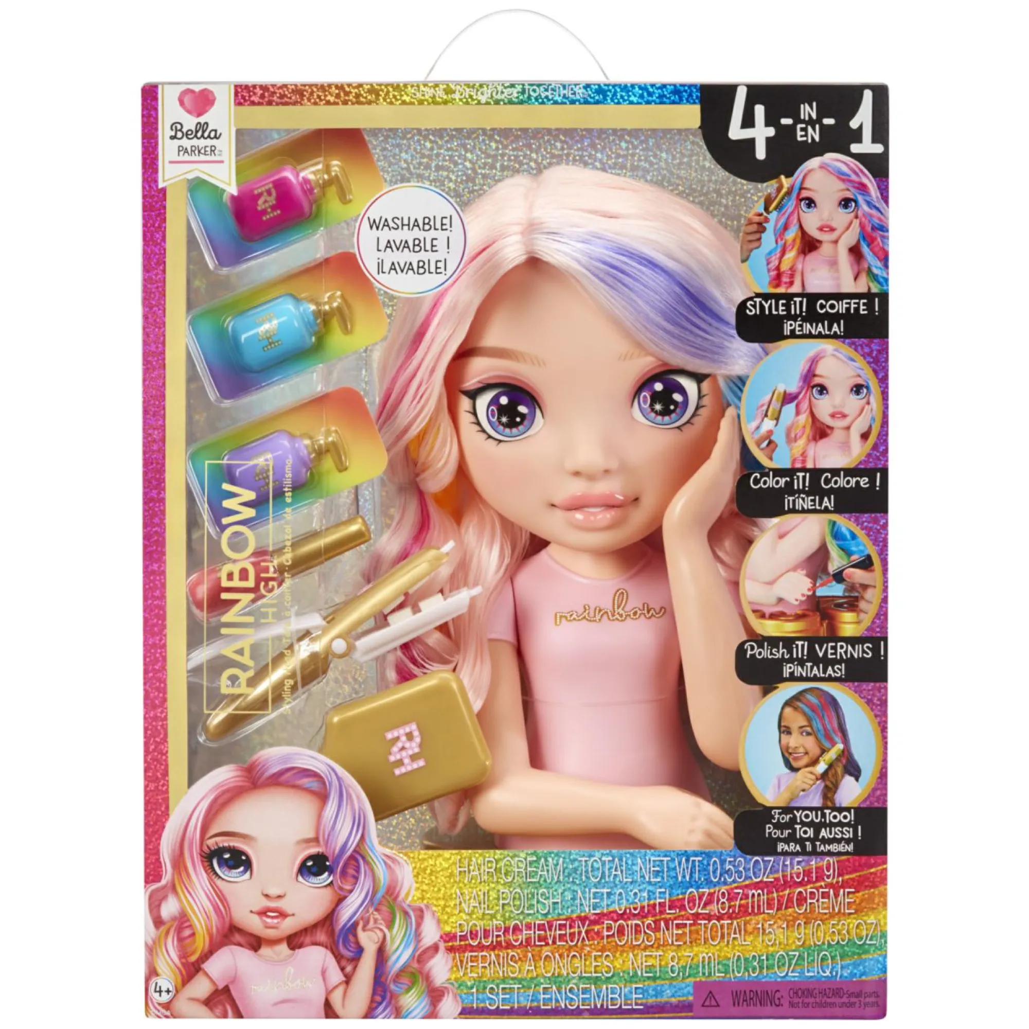 Rainbow High styling head – bella! set gioco 4-in-1 con creme per capelli lavabili, smalto per unghie e accessori per colorare> Fashion Dolls