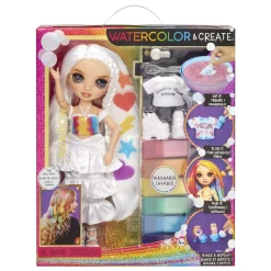 Rainbow High watercolour & create diy fashion doll con acquerelli lavabili e kit tie-dye – occhi marroni, capelli ricci, top e scarpe extra> Fashion Dolls
