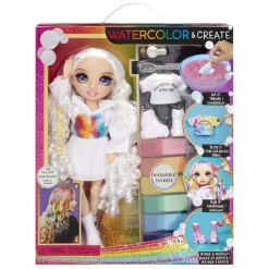 Rainbow High watercolour & create diy fashion doll: acquerelli lavabili, kit tie-dye, occhi viola, capelli ricci, top e scarpe extra> Fashion Dolls
