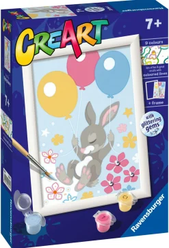 RAVENSBURGER – creart serie d: coniglietto con palloncini, kit per dipingere con i numeri, contiene una tavola prestampata, pennello, colori e accessori, gioco creativo per bambini 7+ anni> Kit Artistici E Pittura