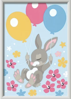 RAVENSBURGER – creart serie d: coniglietto con palloncini, kit per dipingere con i numeri, contiene una tavola prestampata, pennello, colori e accessori, gioco creativo per bambini 7+ anni><noscript><img width=