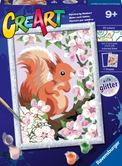 RAVENSBURGER – creart serie d: scoiattolo glitter, kit per dipingere con i numeri, gioco creativo per bambini 7+ anni> Kit Artistici E Pittura