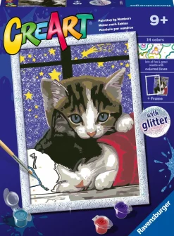 RAVENSBURGER – creart serie d: gattini, kit per dipingere con i numeri, contiene una tavola prestampata, pennello, colori e accessori, gioco creativo per bambini 7+ anni> Kit Artistici E Pittura