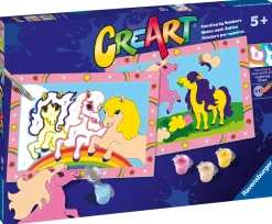 RAVENSBURGER  – creart serie junior, pony, kit dipingere con i numeri, contiene 2 tavole prestampate, pennello, colori, gioco creativo per maschi e femmine dai 5+ anni di età> Kit Artistici E Pittura