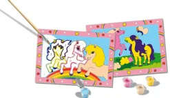 RAVENSBURGER  – creart serie junior, pony, kit dipingere con i numeri, contiene 2 tavole prestampate, pennello, colori, gioco creativo per maschi e femmine dai 5+ anni di età><noscript><img width=