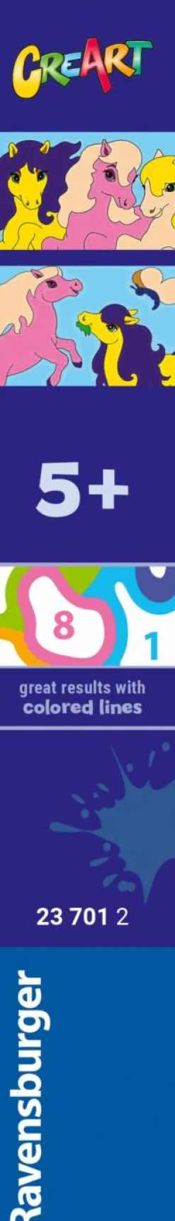RAVENSBURGER  – creart serie junior, pony, kit dipingere con i numeri, contiene 2 tavole prestampate, pennello, colori, gioco creativo per maschi e femmine dai 5+ anni di età><noscript><img width=