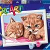 RAVENSBURGER – creart serie e: gattini rossi, kit per dipingere con i numeri, contiene una tavola prestampata, pennello, colori e accessori, gioco creativo per bambini 9+ anni> Kit Artistici E Pittura