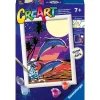 RAVENSBURGER – creart serie e delfini al chiaro di luna – kit dipingere con i numeri – contiene una tavola prestampata, pennello, colori- 7+ anni> Kit Artistici E Pittura