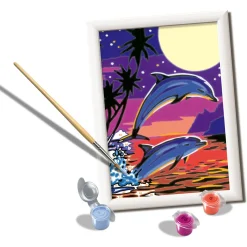 RAVENSBURGER – creart serie e delfini al chiaro di luna – kit dipingere con i numeri – contiene una tavola prestampata, pennello, colori- 7+ anni><noscript><img width=