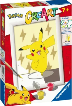RAVENSBURGER – creart serie e: pokémon, pikachu, kit per dipingere con i numeri, contiene una tavola prestampata, pennello, colori e accessori, gioco creativo per bambini 7+ anni> Kit Artistici E Pittura