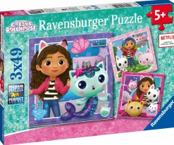 RAVENSBURGER – puzzle gabby’s dollhouse, collezione 3×49, 3 puzzle da 49 pezzi, età raccomandata 5+ anni> Puzzle Per Bambini