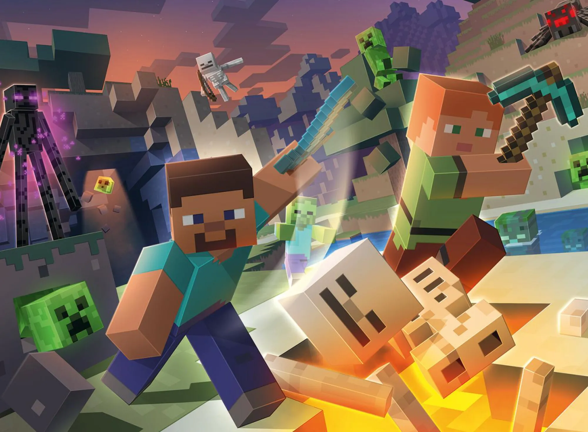 MINECRAFT Ravensburger – puzzle , 100 pezzi xxl, età raccomandata 6+ anni> Puzzle Per Bambini