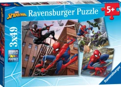 RAVENSBURGER – puzzle spiderman, collezione 3x49, 3 puzzle da 49 pezzi, età raccomandata 5+ anni> Puzzle Per Bambini
