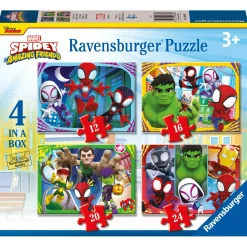 SPIDEY Ravensburger – puzzle , collezione 4 in a box, 4 puzzle da 12-16-20-24 pezzi, età raccomandata 3+ anni> Puzzle Per Bambini