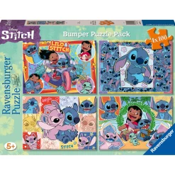Disney Ravensburger – puzzle stitch, collezione bumper pack 4×100, 4 puzzle da 100 pezzi, età raccomandata 5+ anni> Puzzle Per Bambini