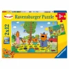 RAVENSBURGER – puzzle 2x12 pezzi – curioso come kid e cats> Puzzle Per Bambini