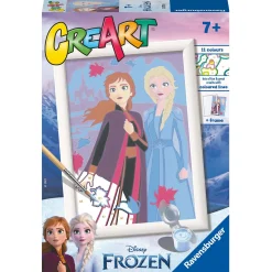 Disney Ravensburger creart per bambini, kit per dipingere con i numeri, 7+, serie e licensed, frozen: sisters forever> Kit Artistici E Pittura
