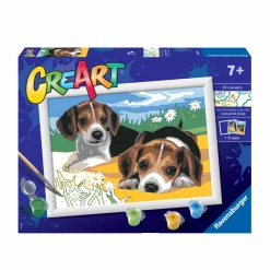RAVENSBURGER creart per bambini, kit per dipingere con i numeri, 7+, serie d, cuccioli jack russel> Kit Artistici E Pittura