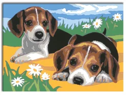 RAVENSBURGER creart per bambini, kit per dipingere con i numeri, 7+, serie d, cuccioli jack russel> Kit Artistici E Pittura