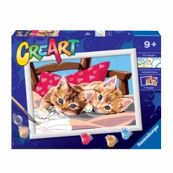 RAVENSBURGER creart per bambini, kit per dipingere con i numeri, 9+, serie d, gattini sul cuscino> Kit Artistici E Pittura