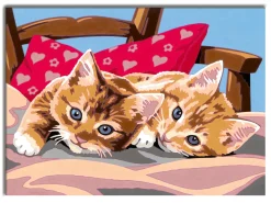 RAVENSBURGER creart per bambini, kit per dipingere con i numeri, 9+, serie d, gattini sul cuscino> Kit Artistici E Pittura