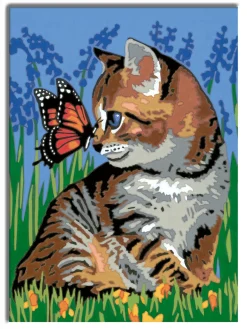 RAVENSBURGER creart per bambini, kit per dipingere con i numeri, 9+, serie d, gattino e farfalla> Kit Artistici E Pittura