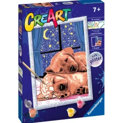 RAVENSBURGER creart per bambini, kit per dipingere con i numeri, 7+, serie d, coppia di cagnolini> Kit Artistici E Pittura