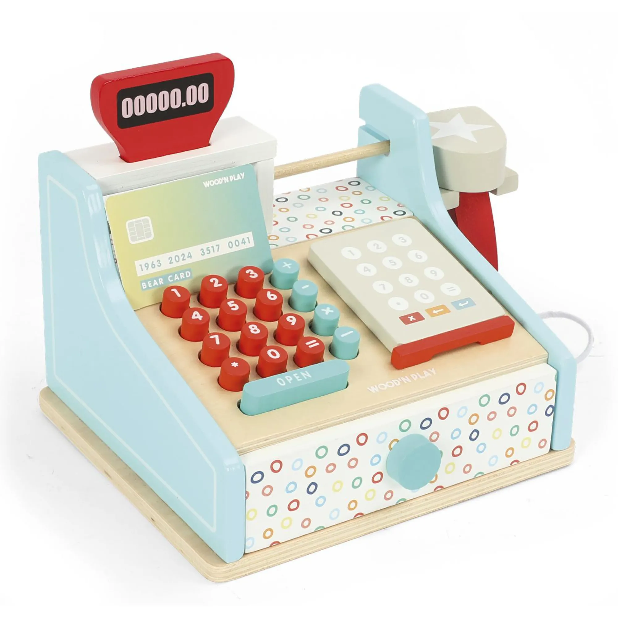 WOOD 'N' PLAY Registratore di cassa in legno – wood “n” play> Giochi Impilabili