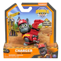 Paw Patrol Rubble & crew, action figure charger tool wagger> Macchinine Bambini