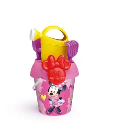 Minnie Secchiello cm 18 con innaffiatoio, setaccio, paletta, rastrello e formina> Giocattoli Mare