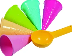 Set 4  formine coni gelato vari colori  e paletta gelato in busta> Giocattoli Mare