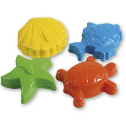 Set 4 formine marine in rete: stella marina, conchiglia, tartarughina e pesciolino> Giocattoli Mare