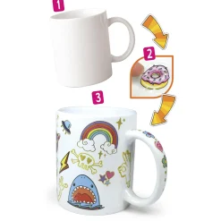 CREA MANIA Set creativo per tazza personalizzata – 35 stickers waterproof – pennarello dorato – ideale per bambini –><noscript><img width=
