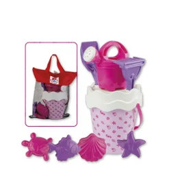 Set mare spiaggia in borsa rete con cerniera. secchielli con decoro conchiglia> Giocattoli Mare