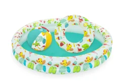 Bestway Set piscina barriera corallina a 2 anelli cm. 122×20. include: pallone cm. 41 e salvagente cm. 51> Gonfiabili Per Bambini