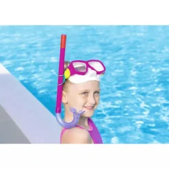 Bestway Set  snorkeling freestyle, 7-14 anni, 2 colori assortiti, protezione uv, lenti in policarbonato> Maschere E Pinne