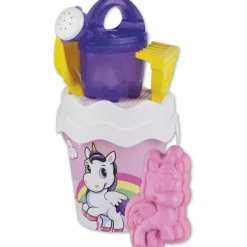 Set spiaggia unicorno composto da secchiello, setaccio, annaffiatoio, paletta rastrello e una formina> Giocattoli Mare